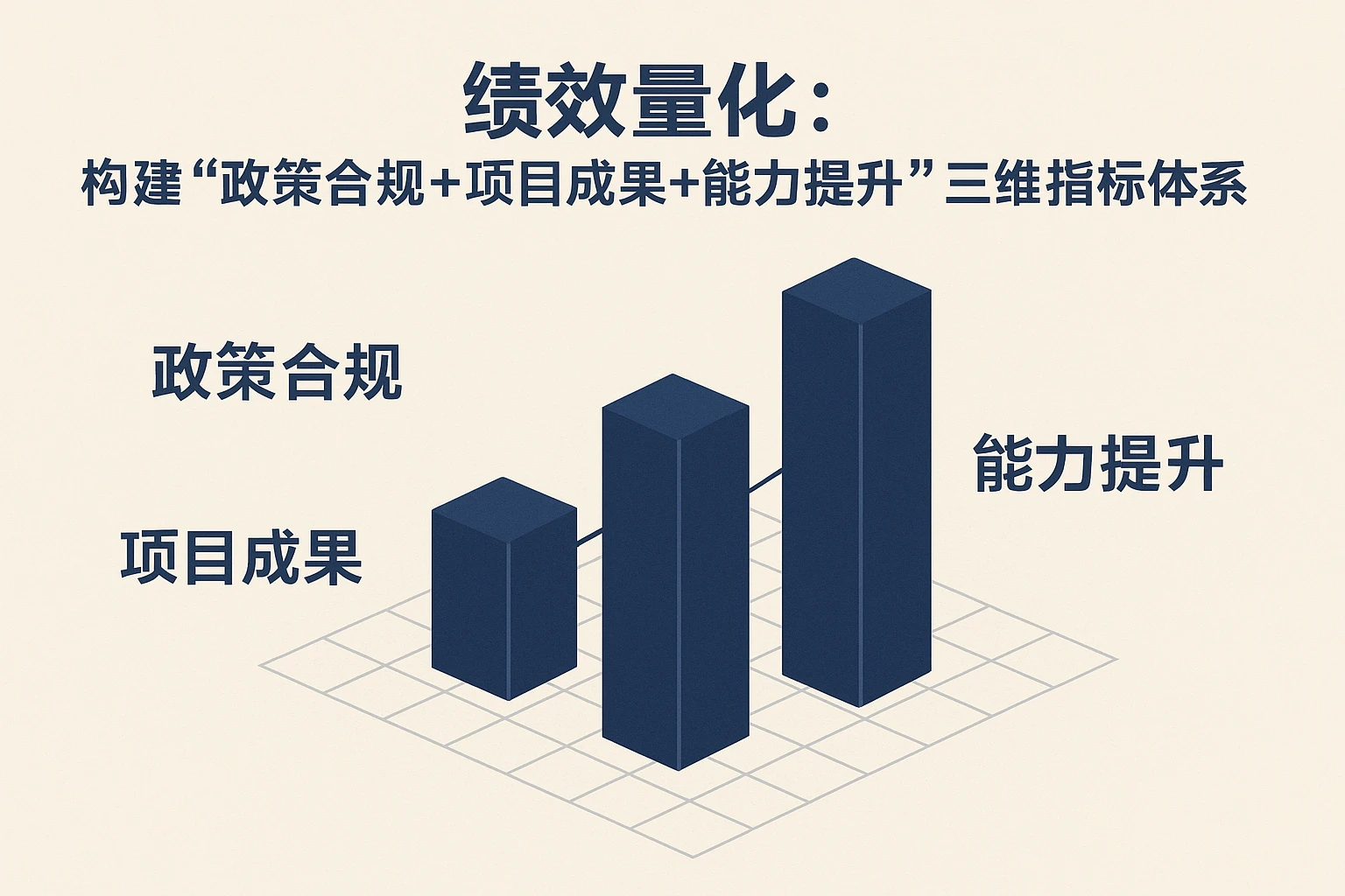 2. 绩效量化：构建“政策合规+项目成果+能力提升”的三维指标体系
