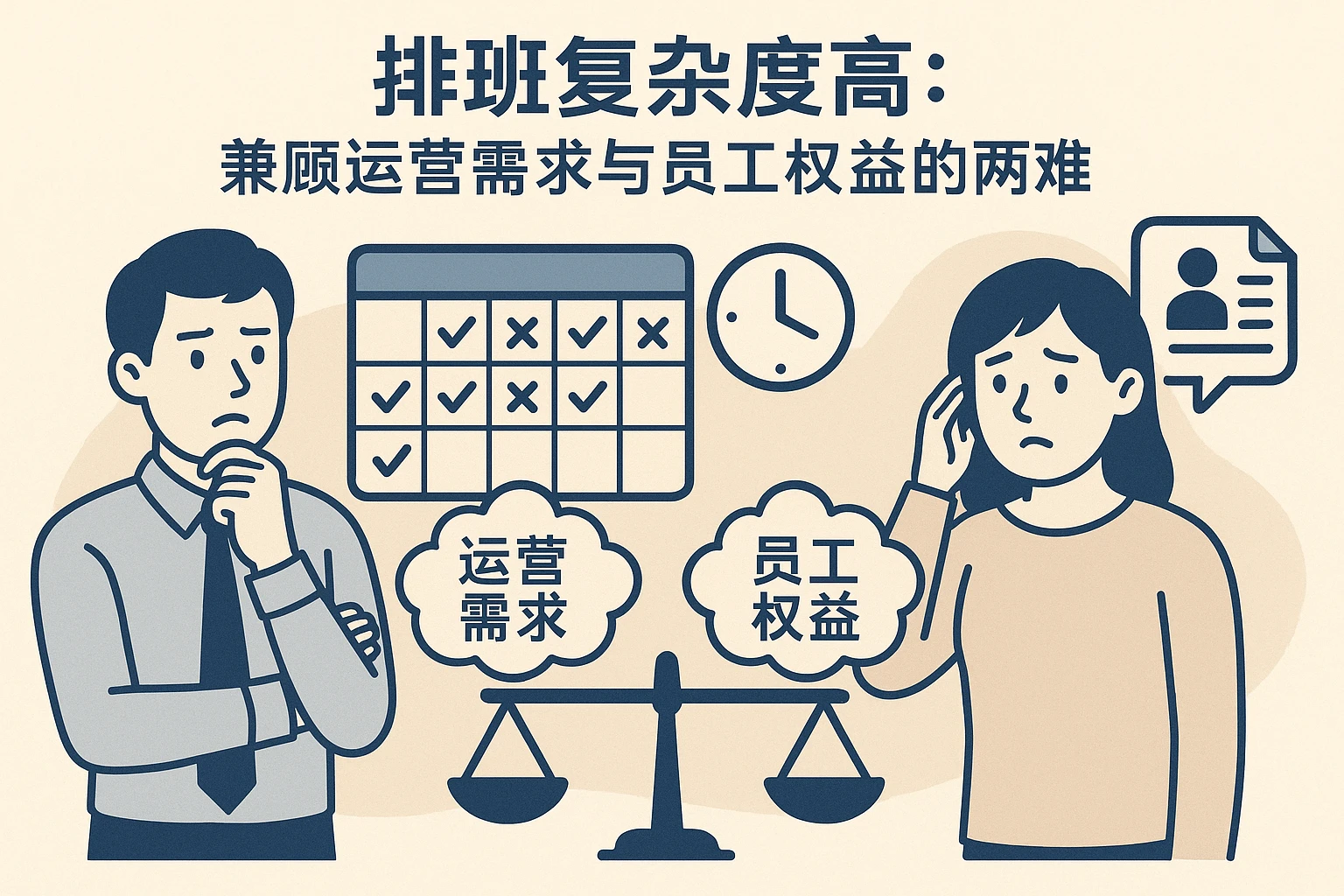 2. 排班复杂度高：兼顾运营需求与员工权益的两难