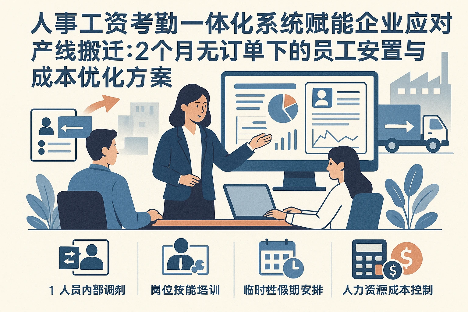 人事工资考勤一体化系统赋能企业应对产线搬迁：2个月无订单下的员工安置与成本优化方案