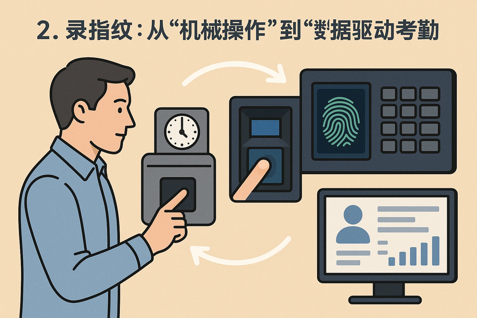 2. 录指纹：从“机械操作”到“数据驱动考勤”