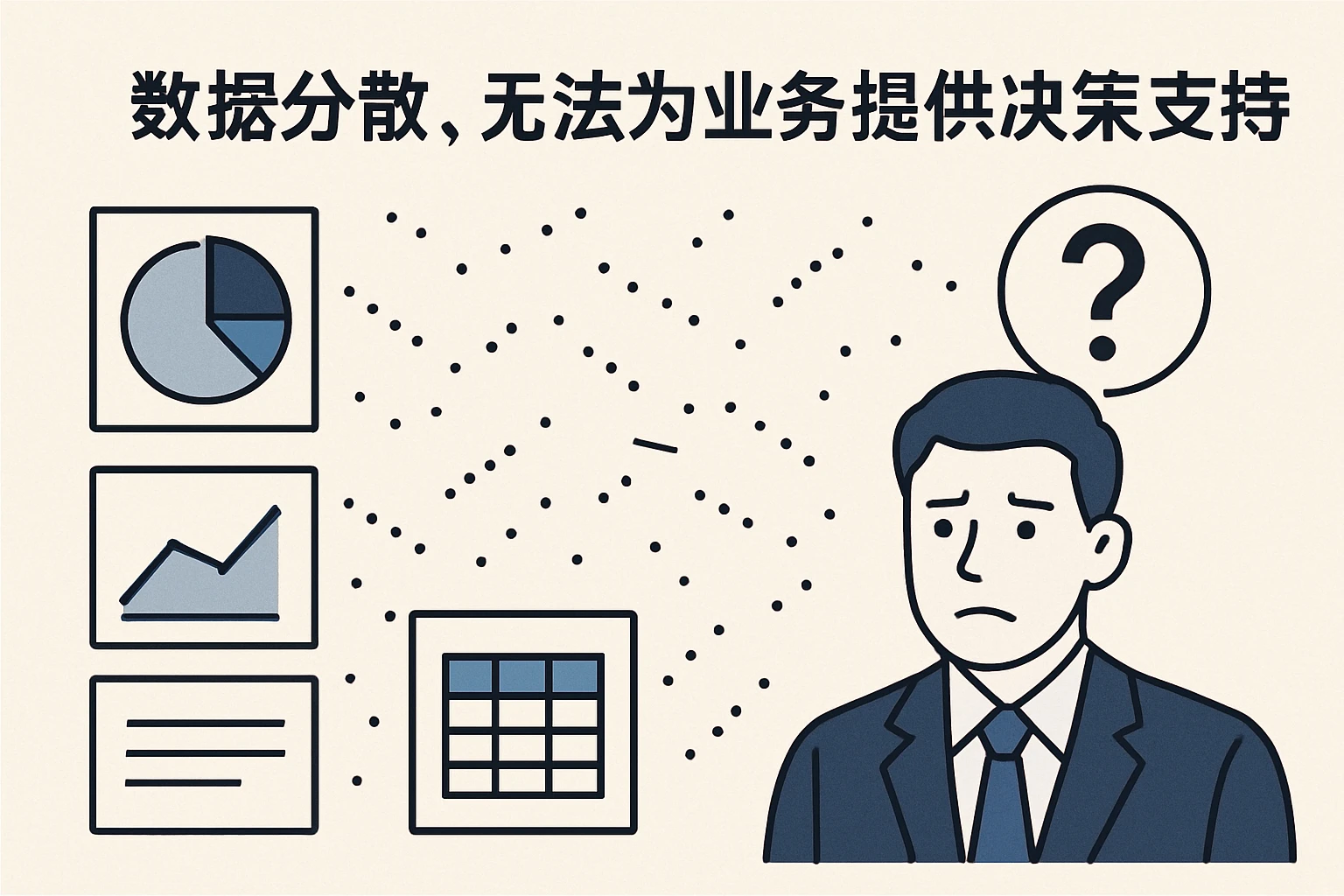 2. 数据分散，无法为业务提供决策支持