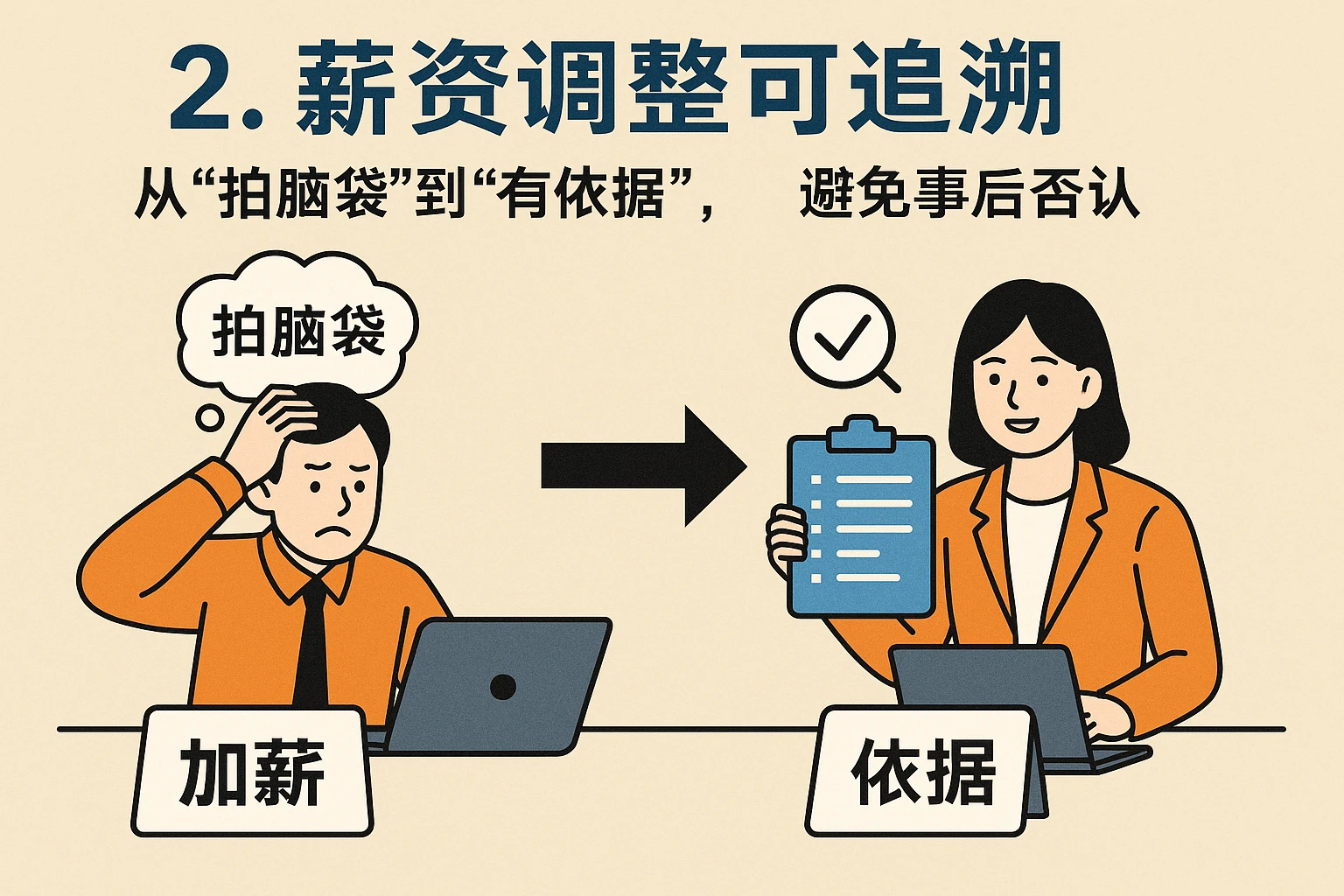 2. 薪资调整可追溯：从“拍脑袋”到“有依据”，避免事后否认