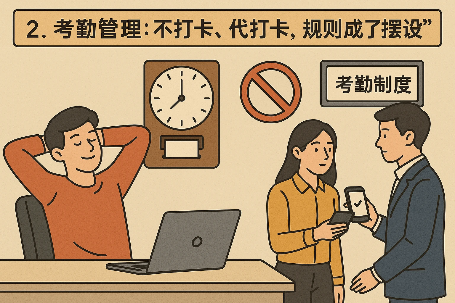 2. 考勤管理：不打卡、代打卡，规则成了“摆设”
