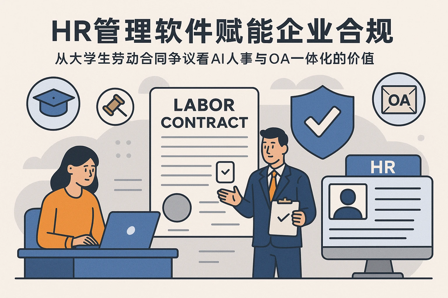 HR管理软件赋能企业合规：从大学生劳动合同争议看AI人事与OA一体化的价值