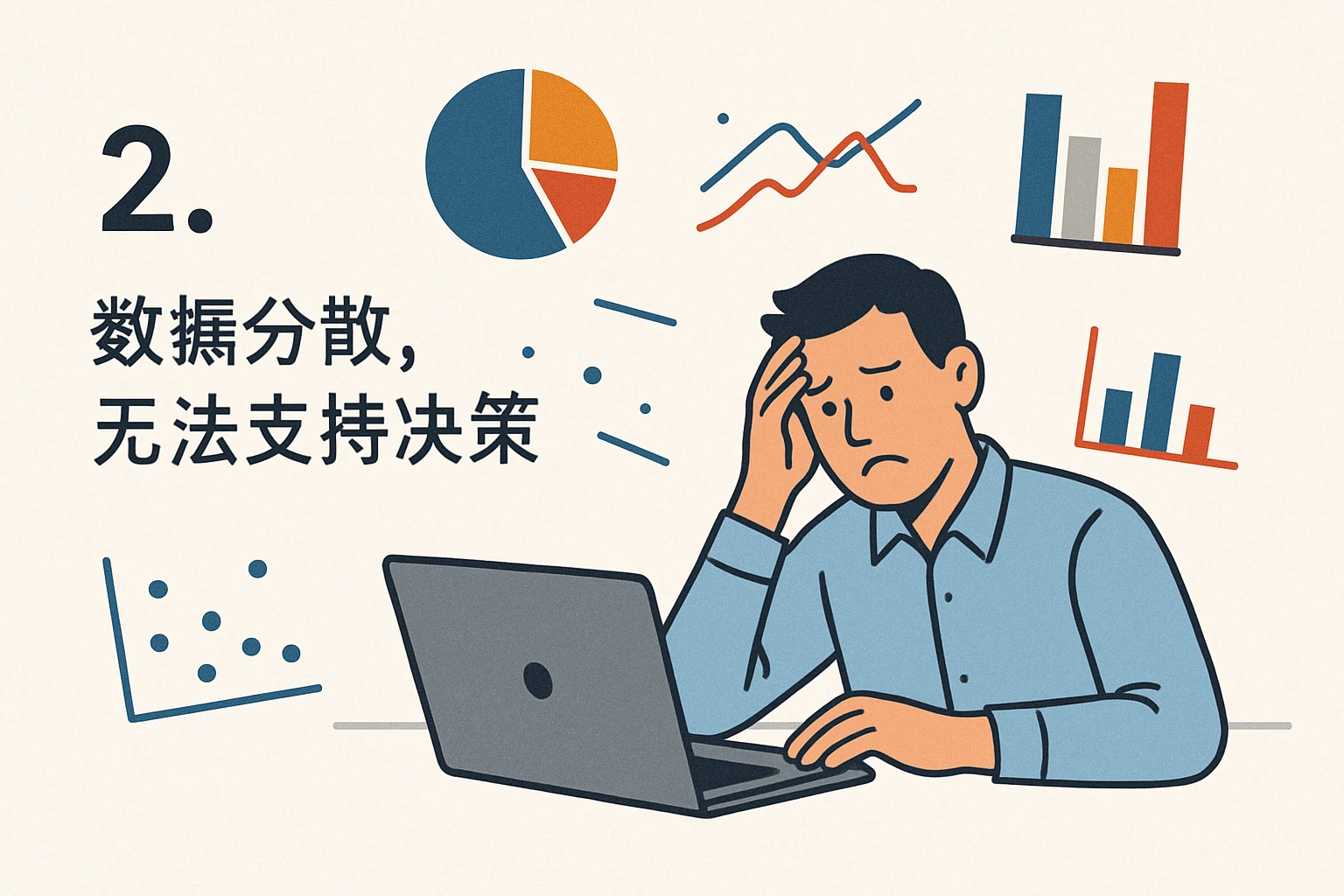 2. 数据分散，无法支持决策