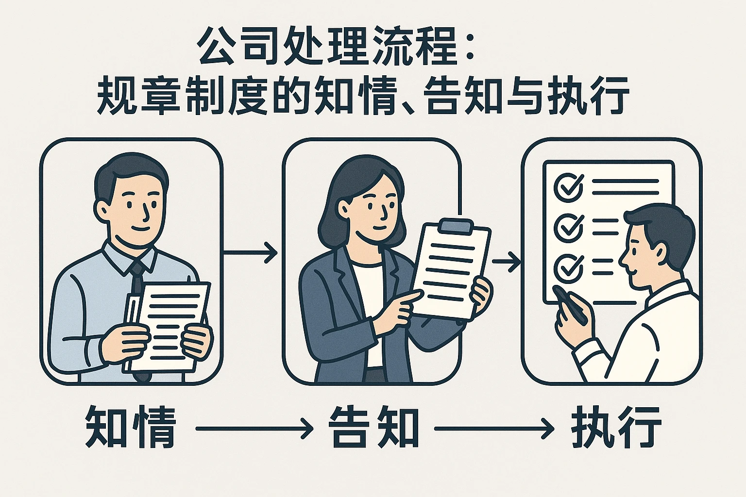 2. 公司处理流程：规章制度的知情、告知与执行