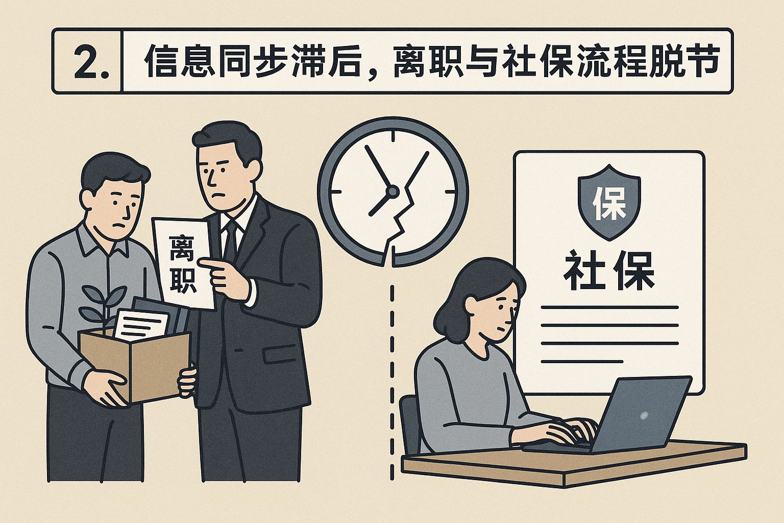 2. 信息同步滞后，离职与社保流程脱节