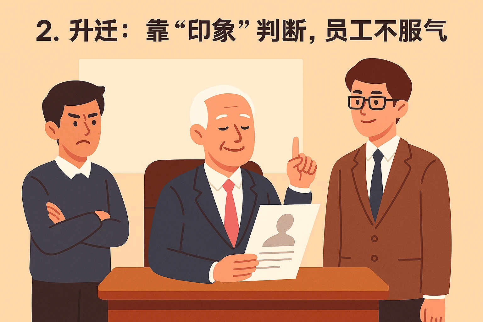2. 升迁：靠“印象”判断，员工不服气