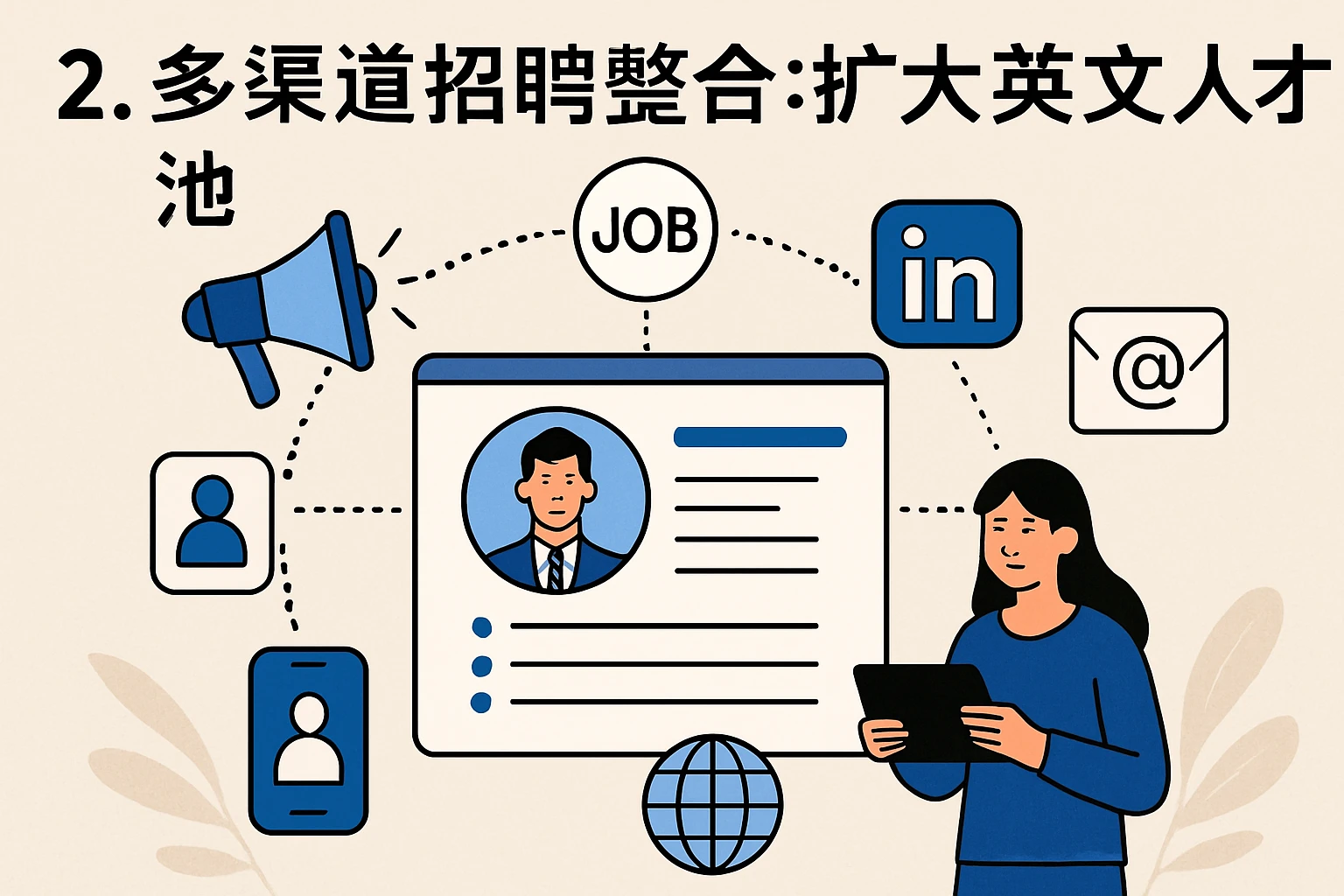 2. 多渠道招聘整合：扩大英文人才池