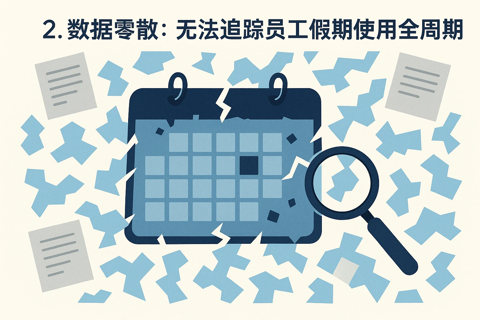 2. 数据零散：无法追踪员工假期使用全周期