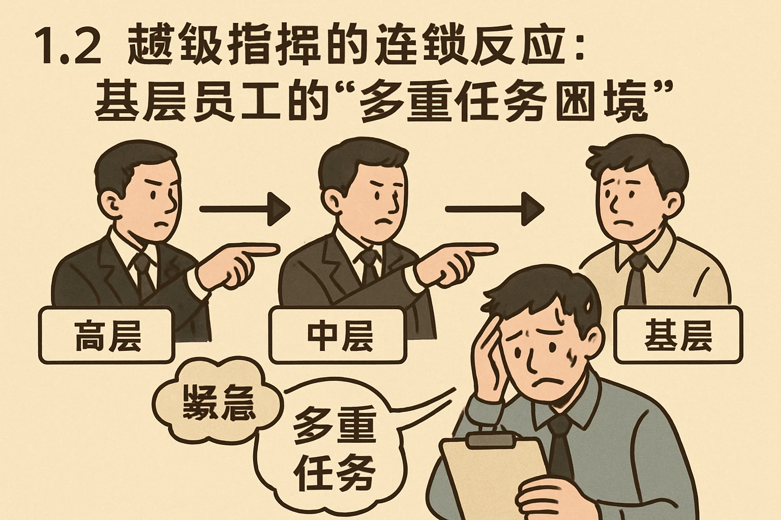 1.2 越级指挥的连锁反应：基层员工的“多重任务困境”