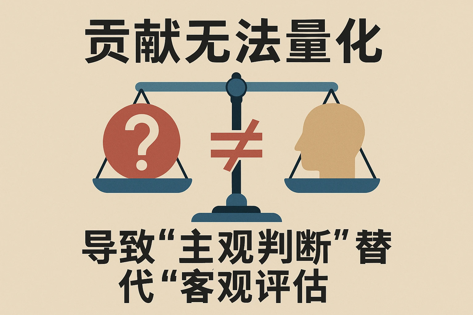 2. 贡献无法量化，导致“主观判断”替代“客观评估”