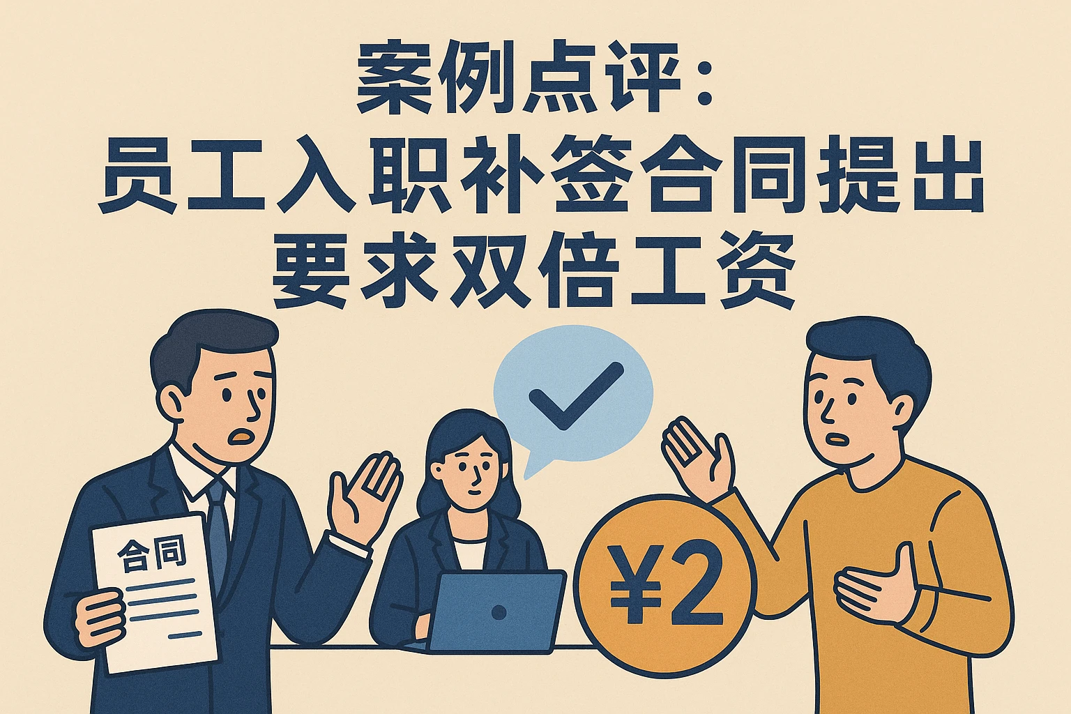 案例点评：员工入职补签合同提出要求双倍工资