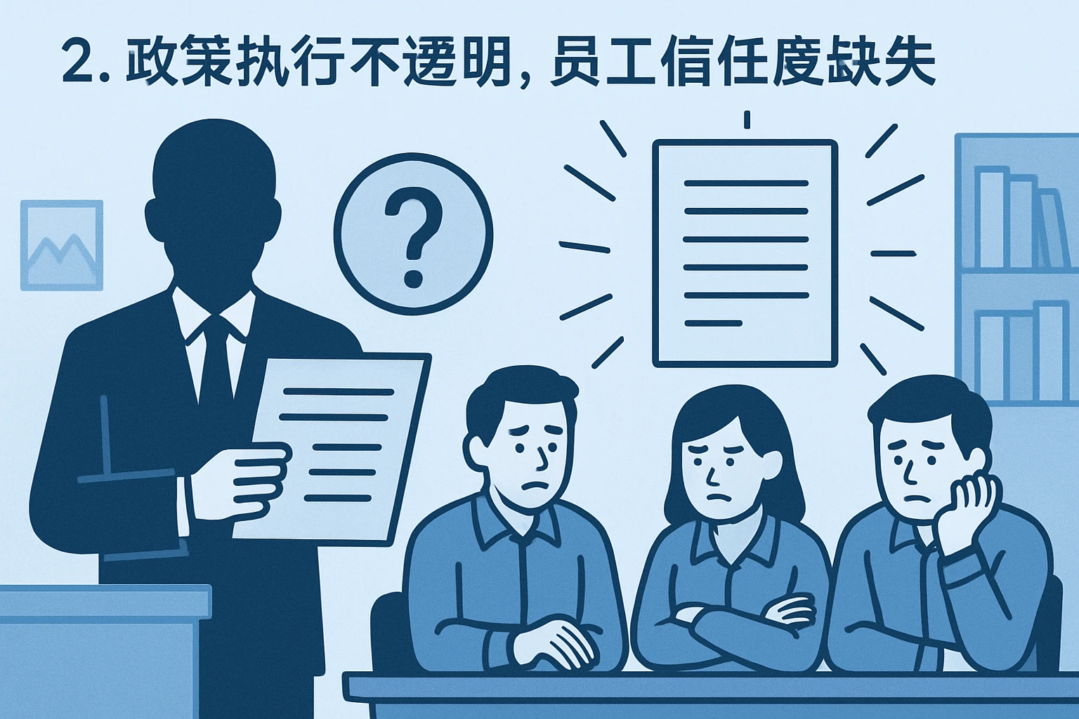 2. 政策执行不透明，员工信任度缺失