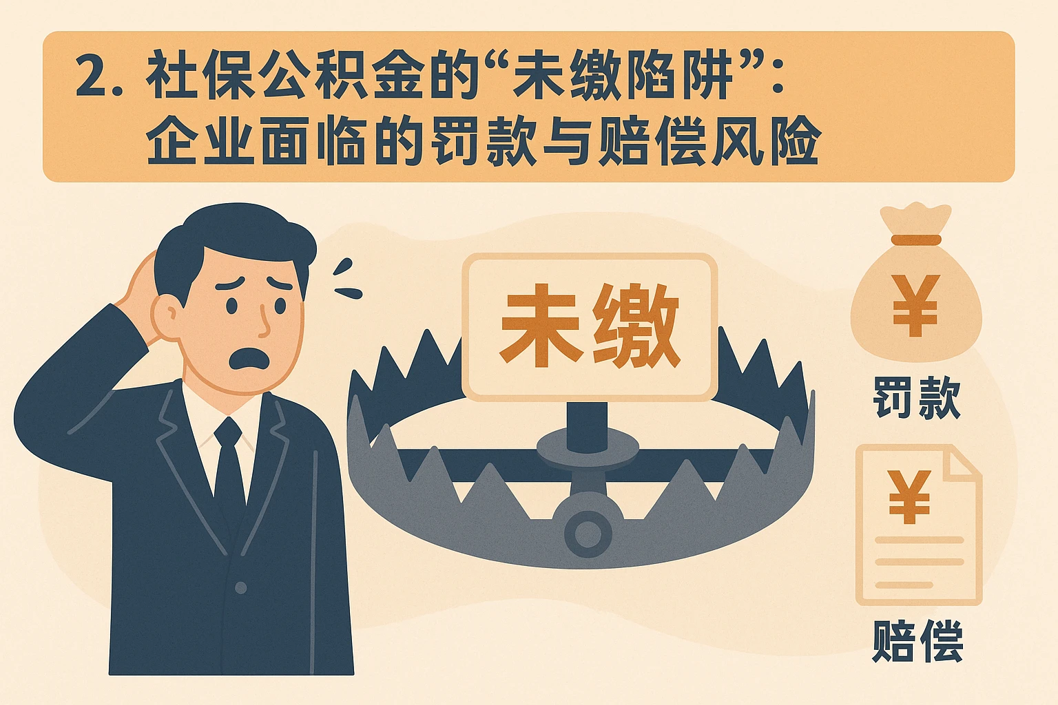 2. 社保公积金的“未缴陷阱”：企业面临的罚款与赔偿风险