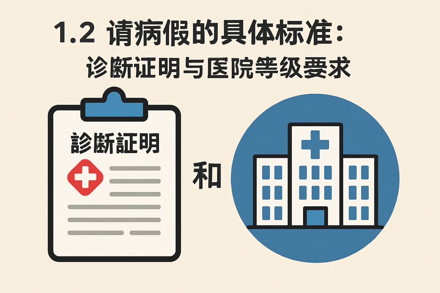 1.2 请病假的具体标准：诊断证明与医院等级要求
