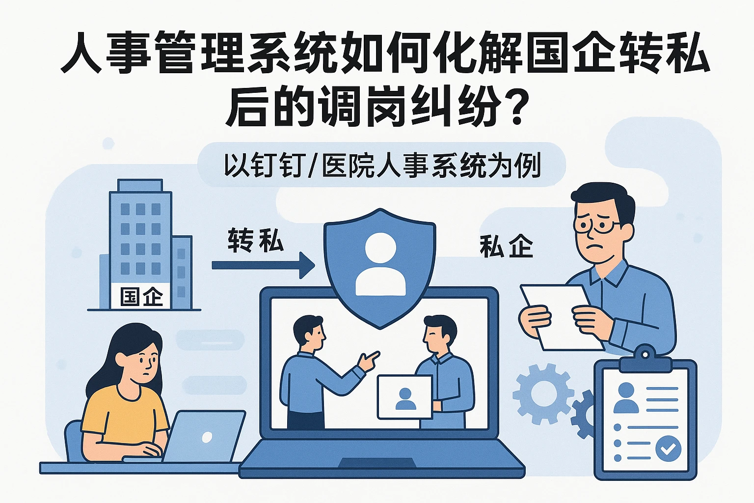 人事管理系统如何化解国企转私后的调岗纠纷？以钉钉/医院人事系统为例