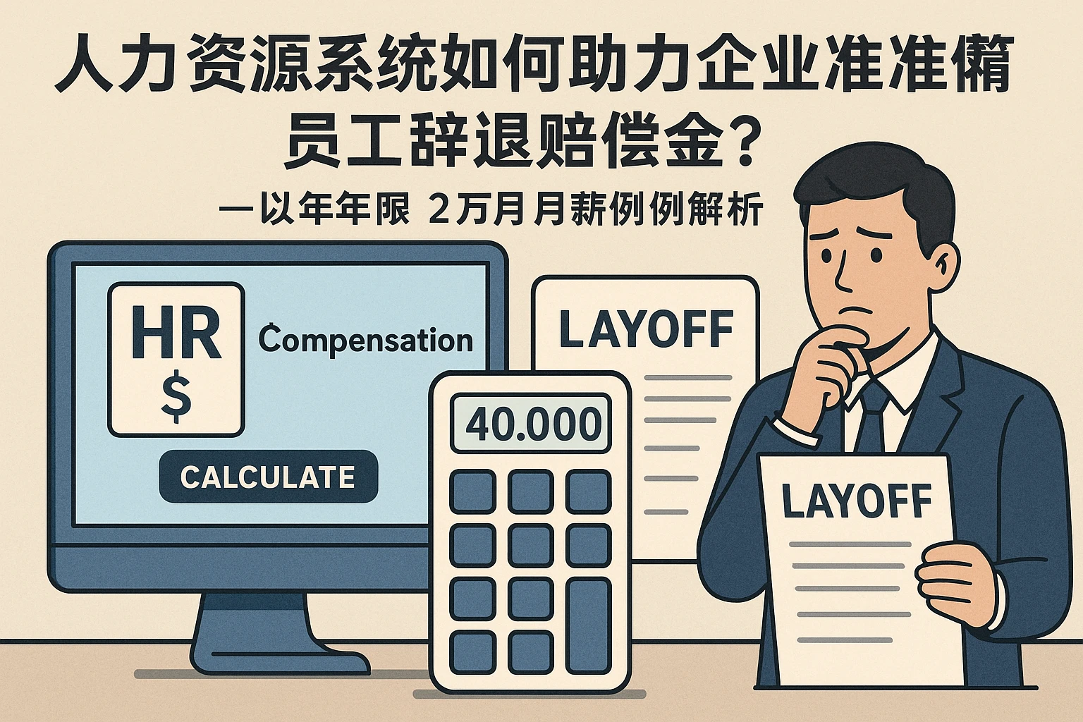 人力资源系统如何助力企业精准计算员工辞退赔偿金？——以2年工龄、2万月薪案例解析