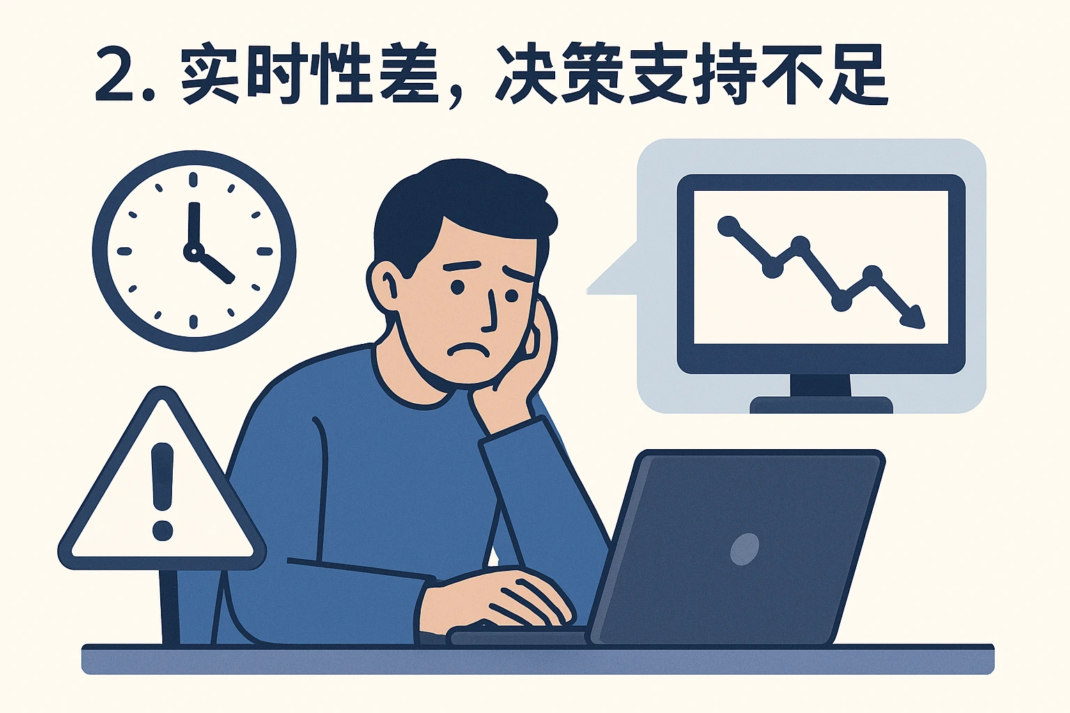 2. 实时性差，决策支持不足