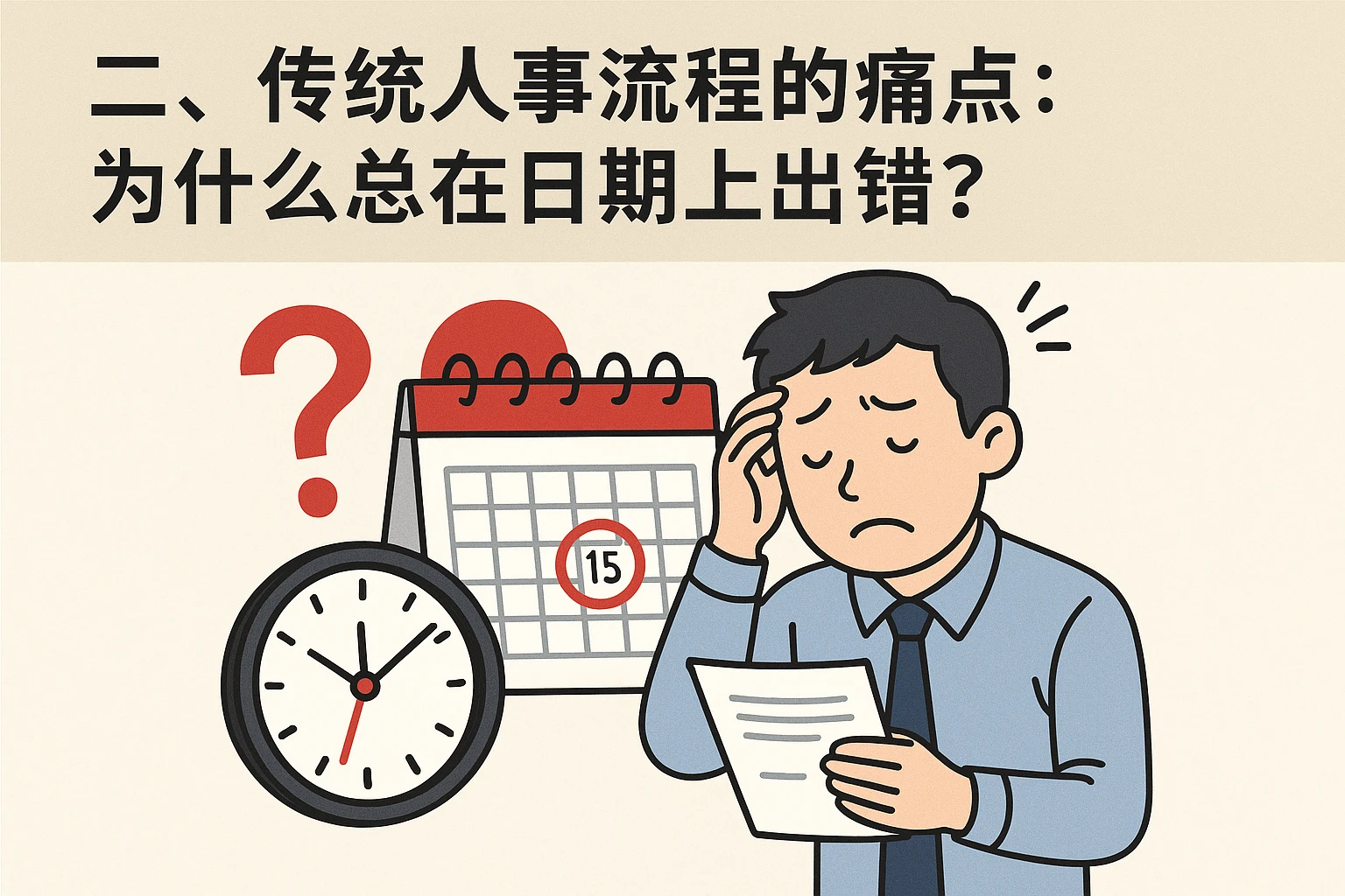 二、传统人事流程的痛点：为什么总在日期上出错？