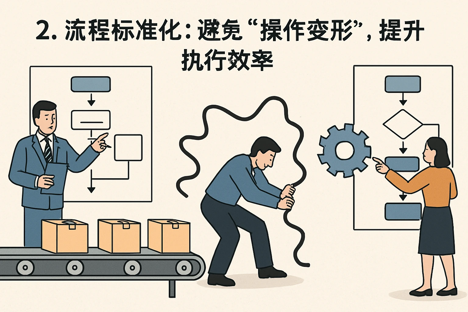 2. 流程标准化：避免“操作变形”，提升执行效率