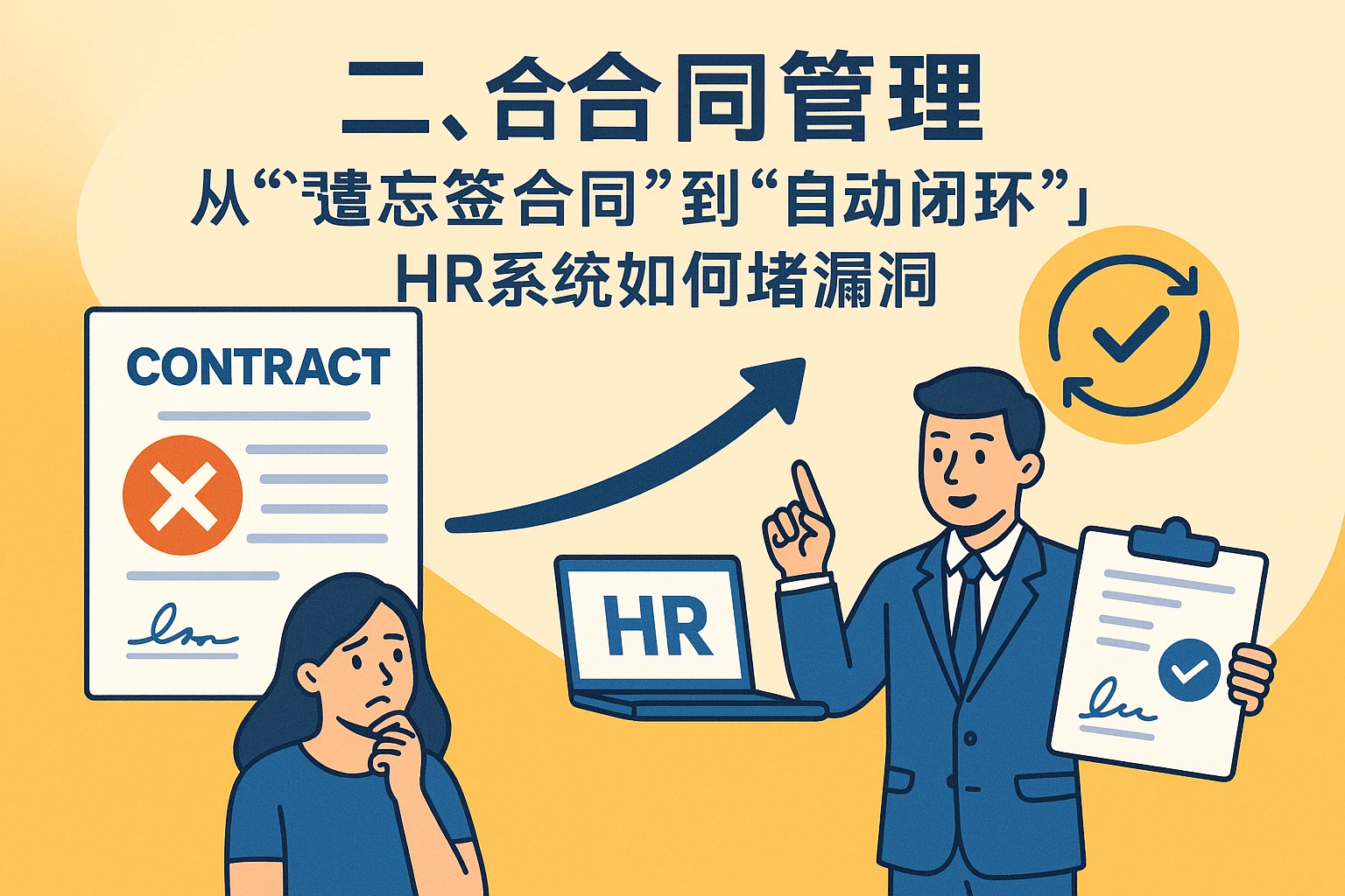 二、合同管理：从“遗忘签合同”到“自动闭环”，HR系统如何堵漏洞