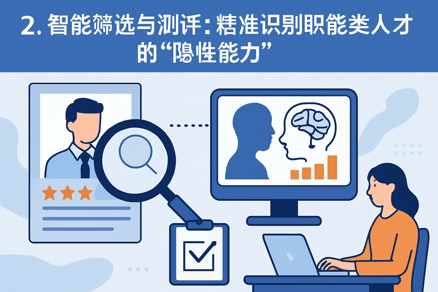 2. 智能筛选与测评：精准识别职能类人才的“隐性能力”