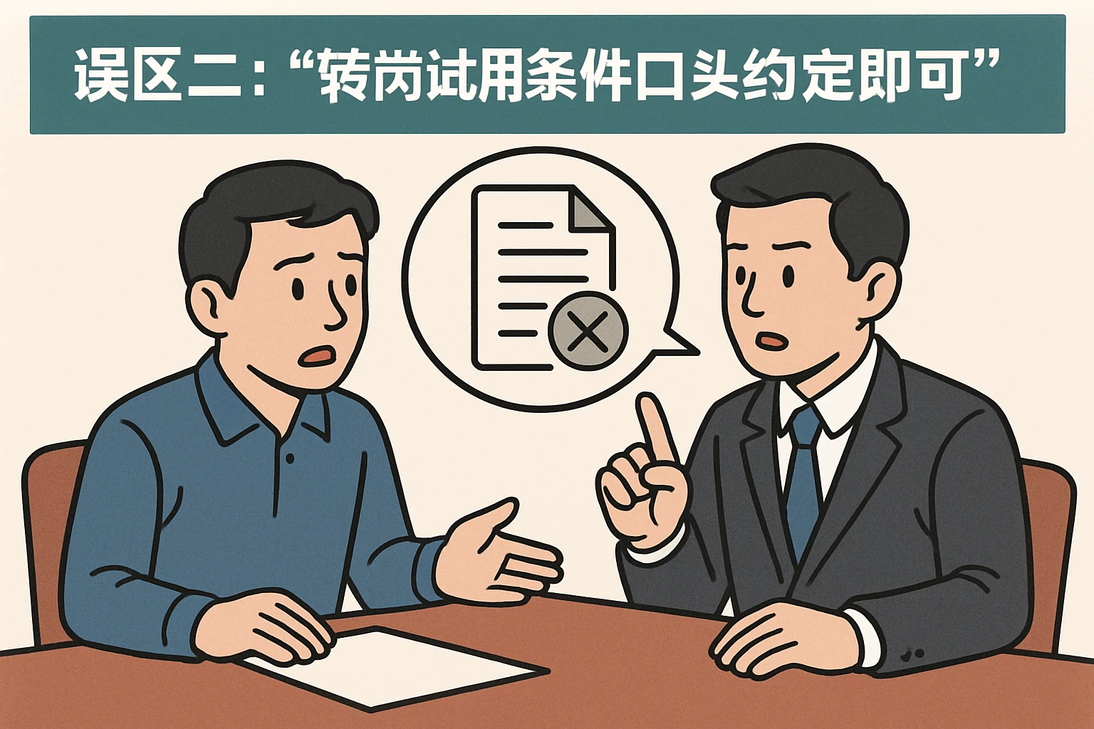 2. 误区二：“转岗试用条件口头约定即可”