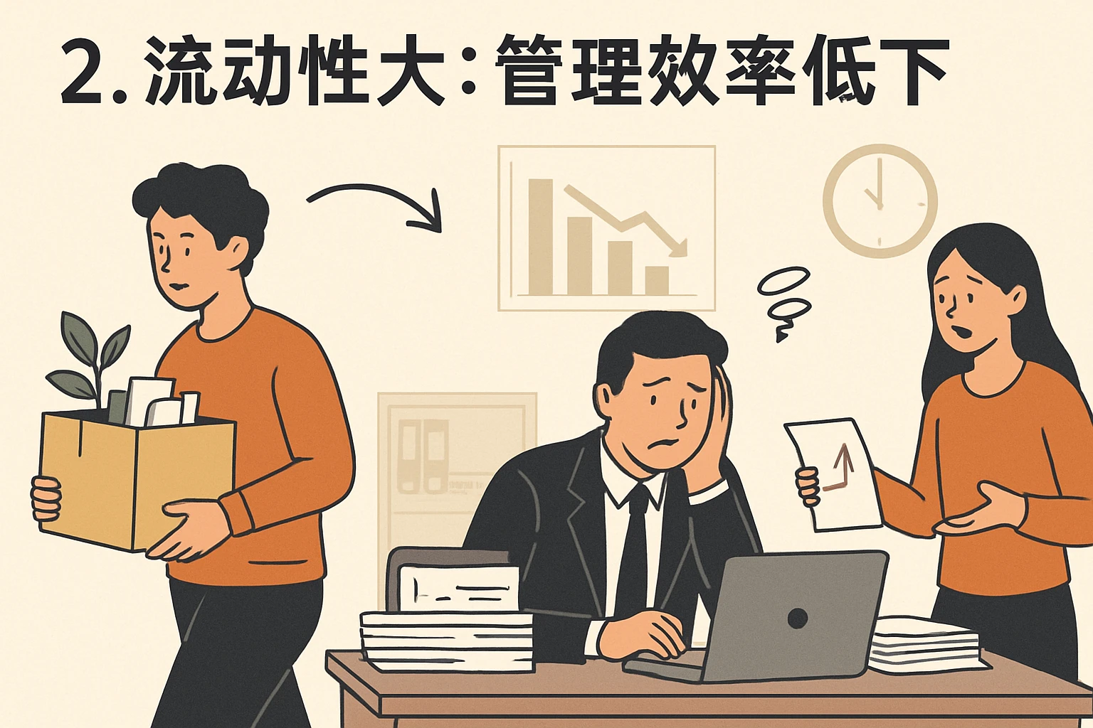 2. 流动性大：管理效率低下