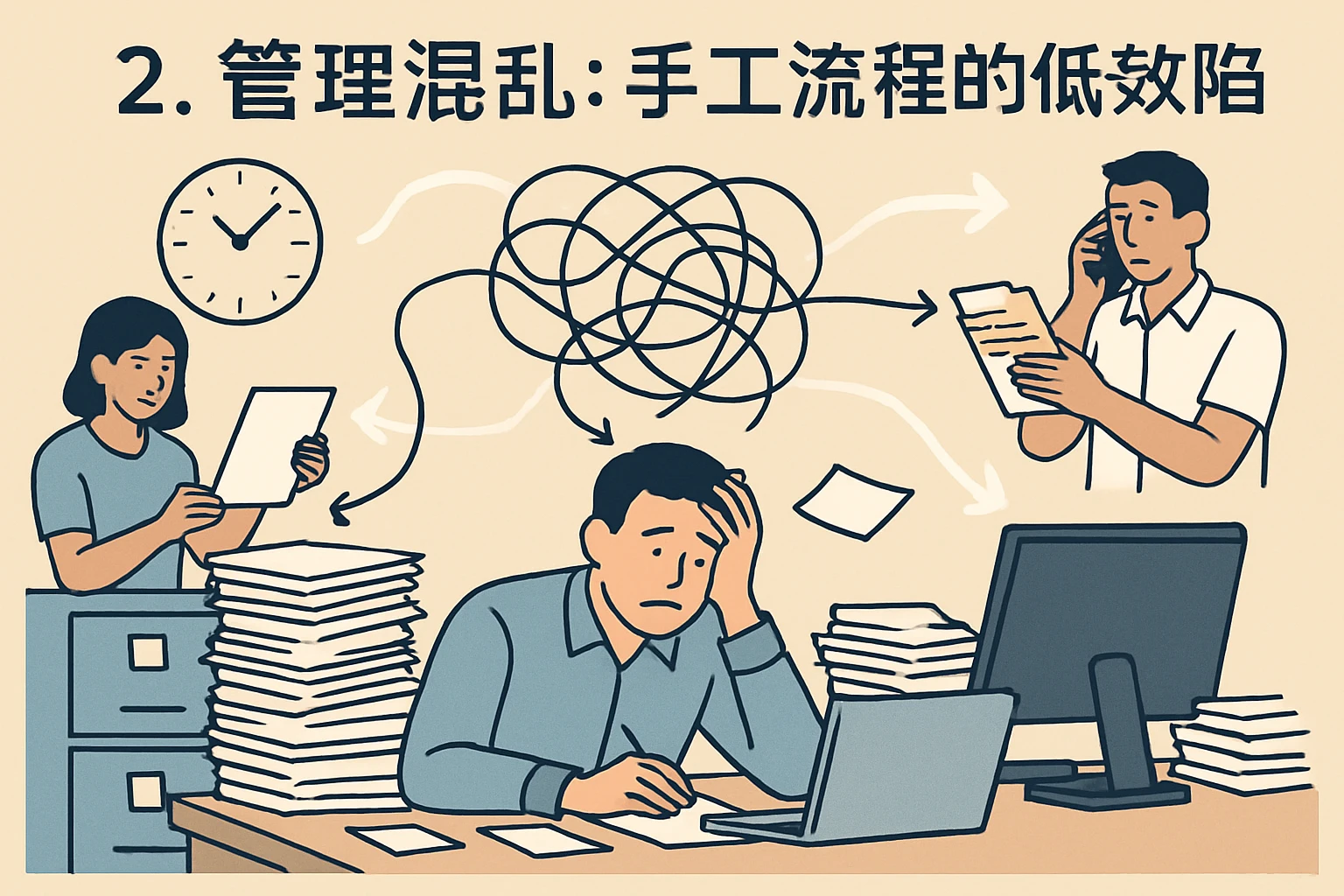 2. 管理混乱：手工流程的低效陷阱