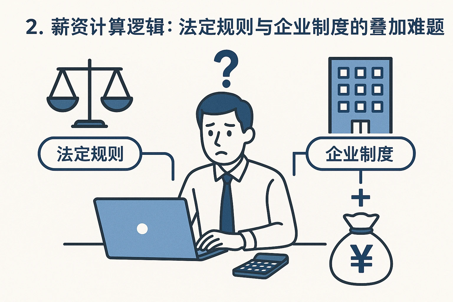 2. 薪资计算逻辑：法定规则与企业制度的叠加难题