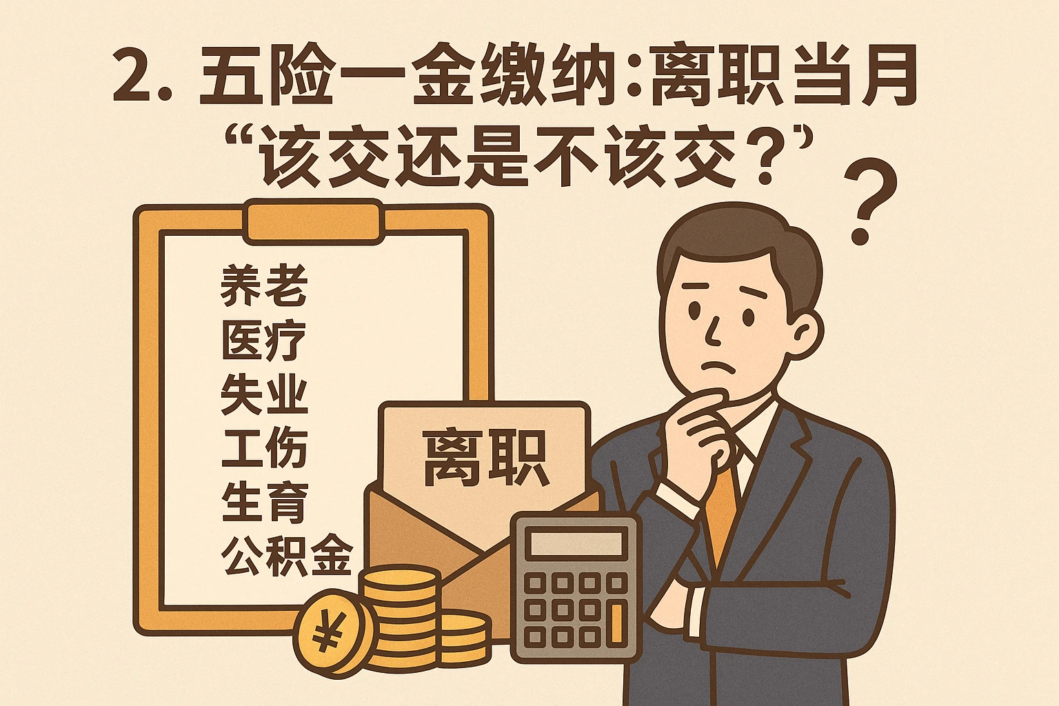 2. 五险一金缴纳：离职当月“该交还是不该交？”