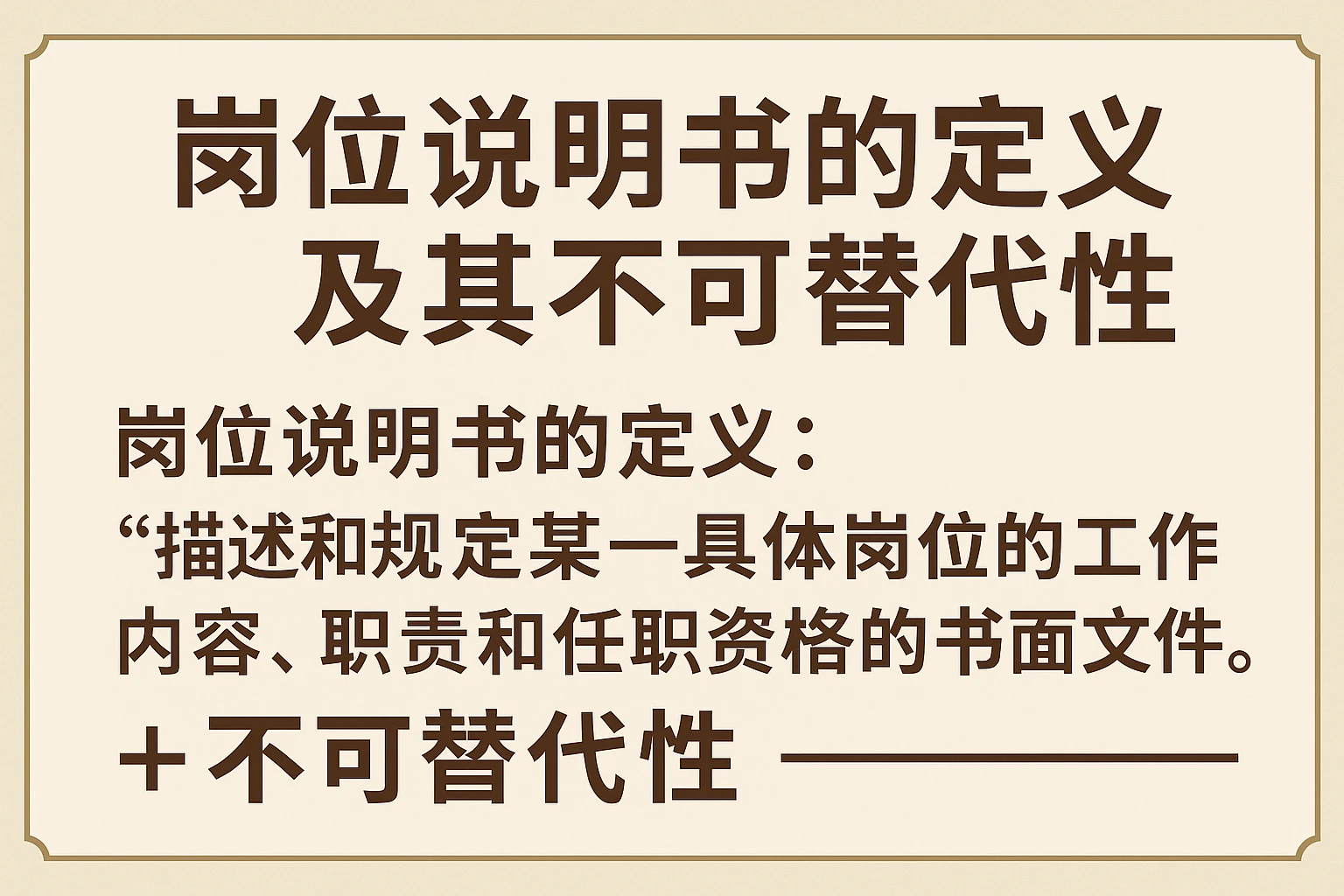 岗位说明书的定义及其不可替代性