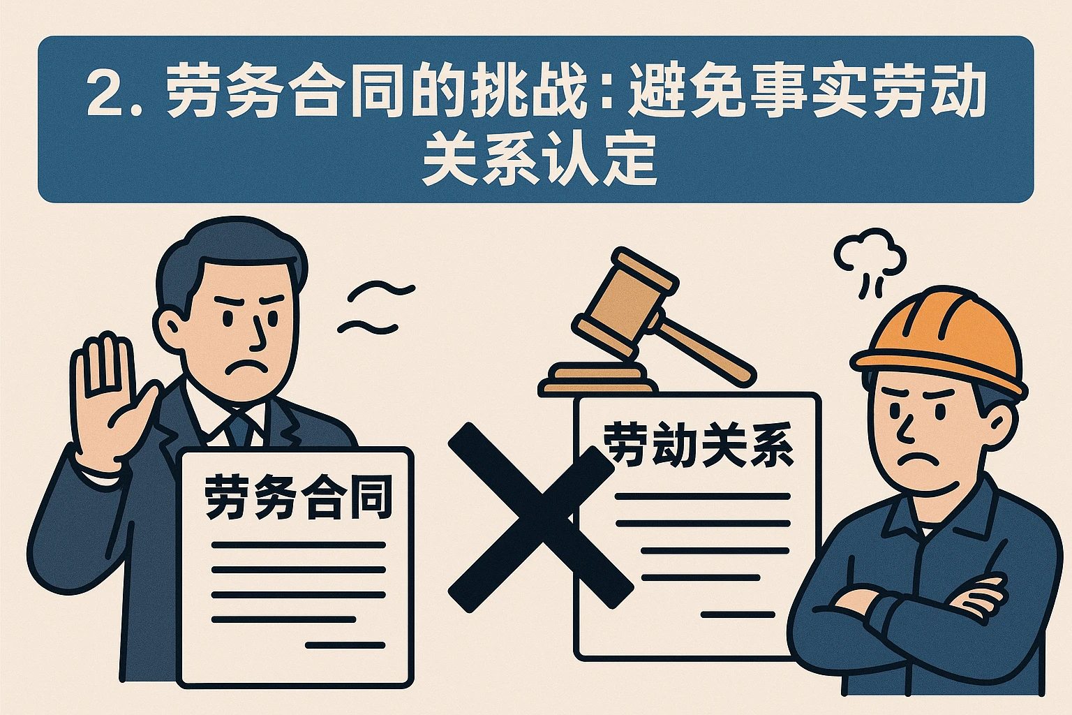 2. 劳务合同的挑战:避免事实劳动关系认定