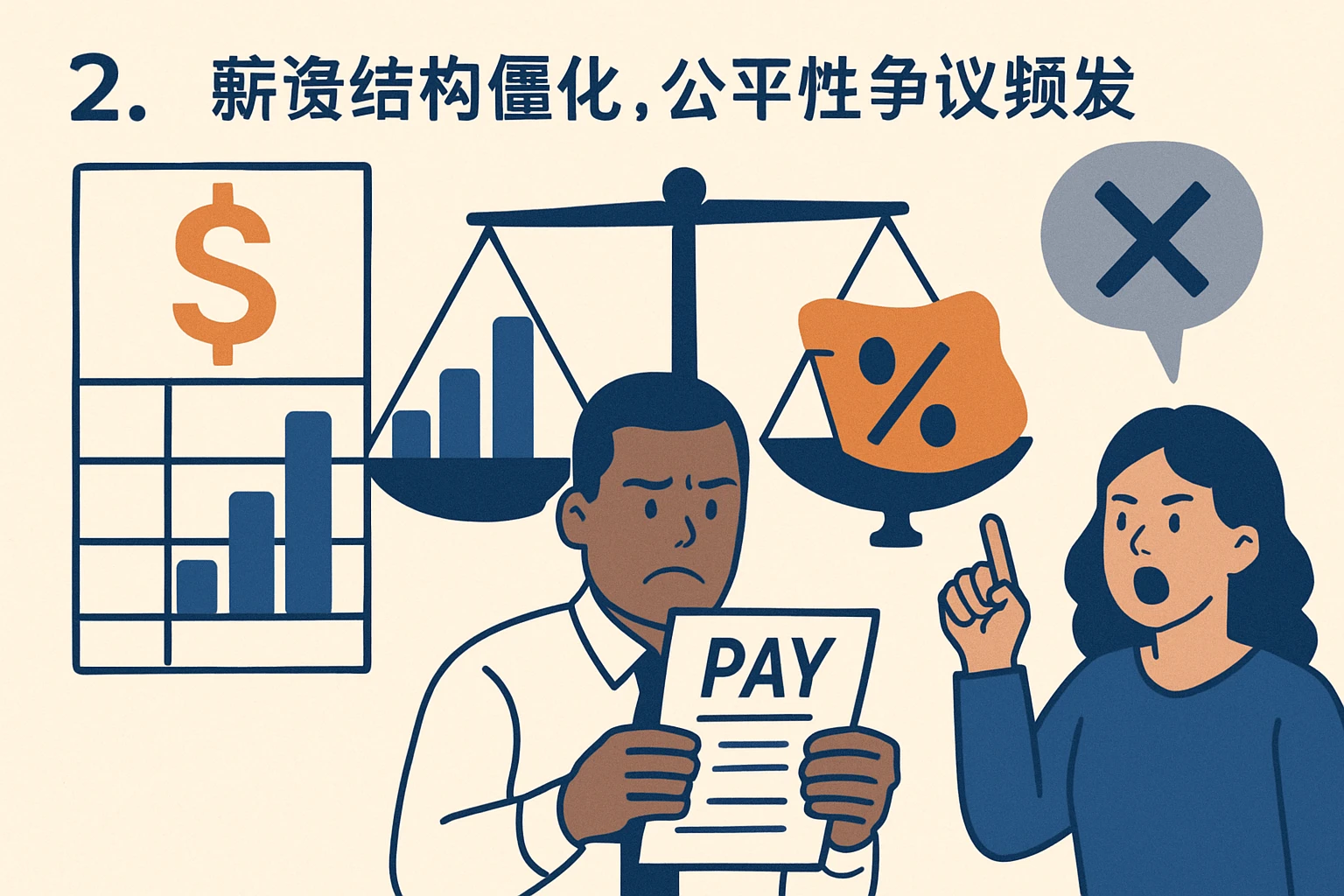 2. 薪资结构僵化，公平性争议频发