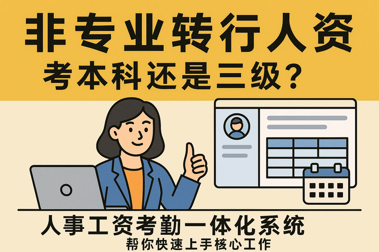 非专业转行人资：考本科还是三级？人事工资考勤一体化系统帮你快速上手核心工作