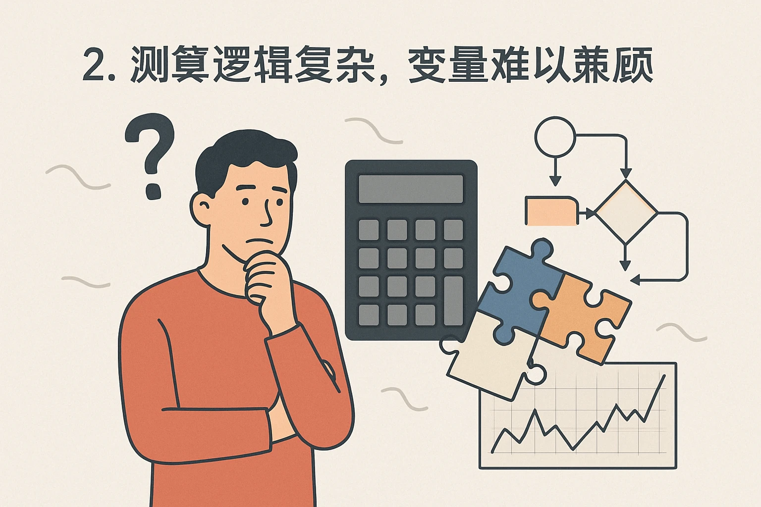 2. 测算逻辑复杂，变量难以兼顾