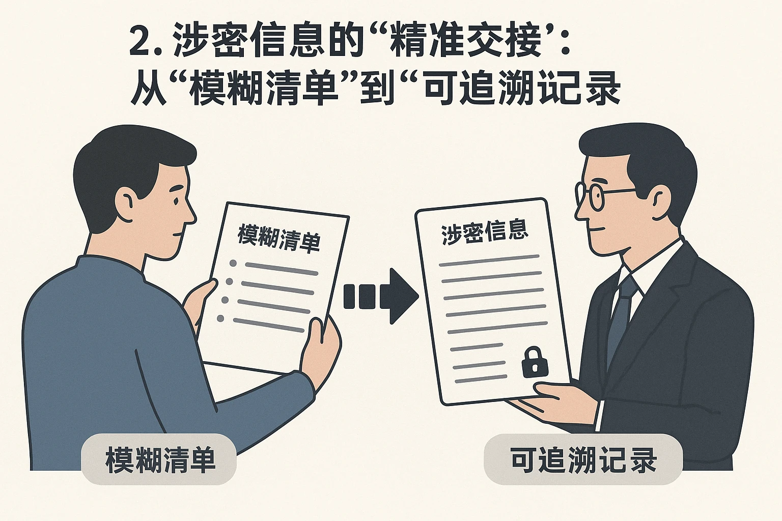 2. 涉密信息的“精准交接”：从“模糊清单”到“可追溯记录”