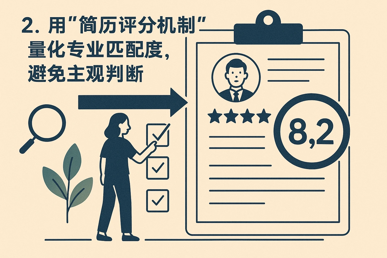 2. 用“简历评分机制”量化专业匹配度，避免主观判断