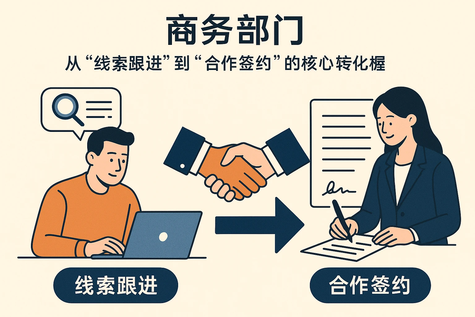 2. 商务部门：从“线索跟进”到“合作签约”的核心转化器