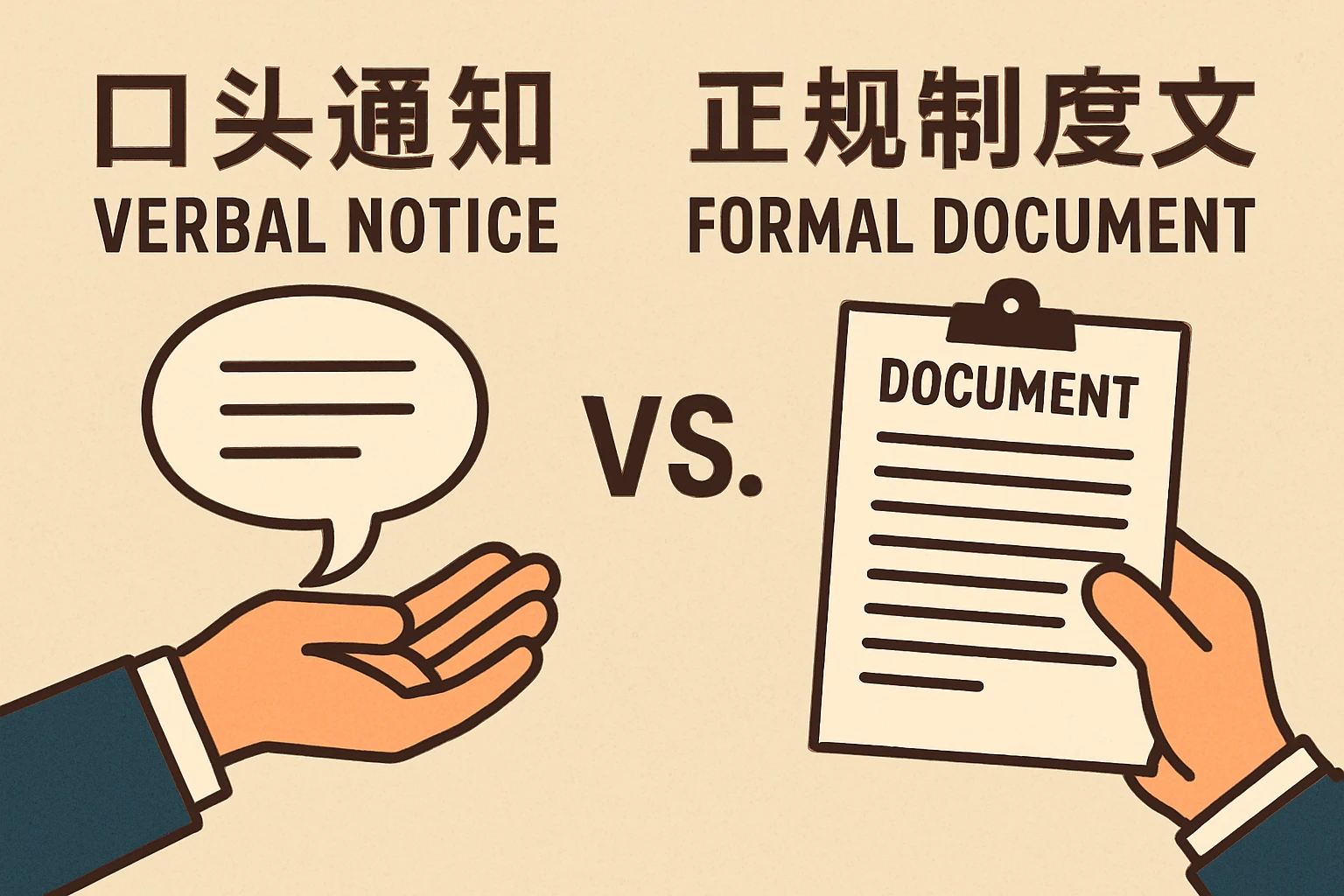 口头通知VS.正规制度文本