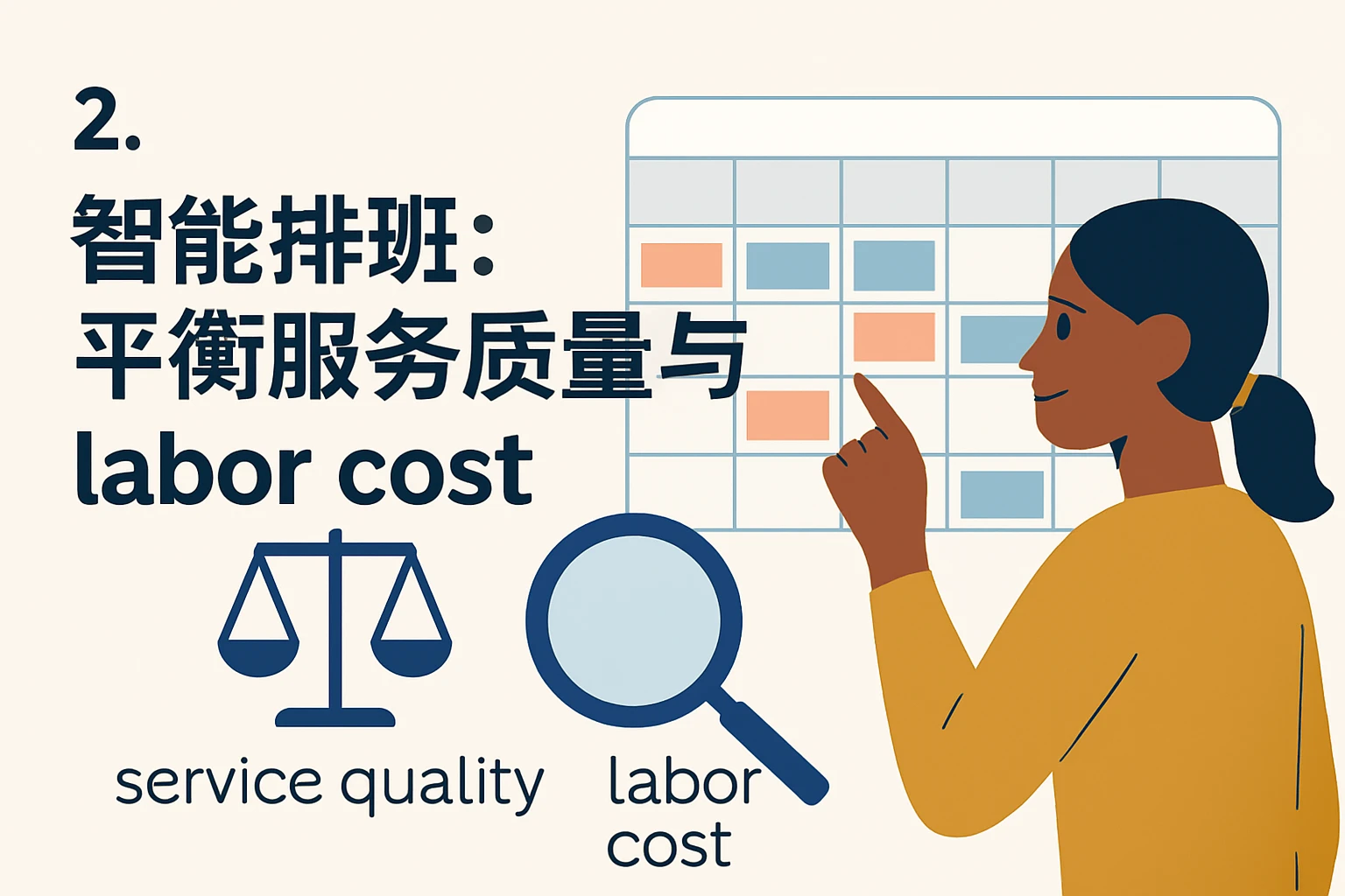 2. 智能排班：平衡服务质量与 labor cost