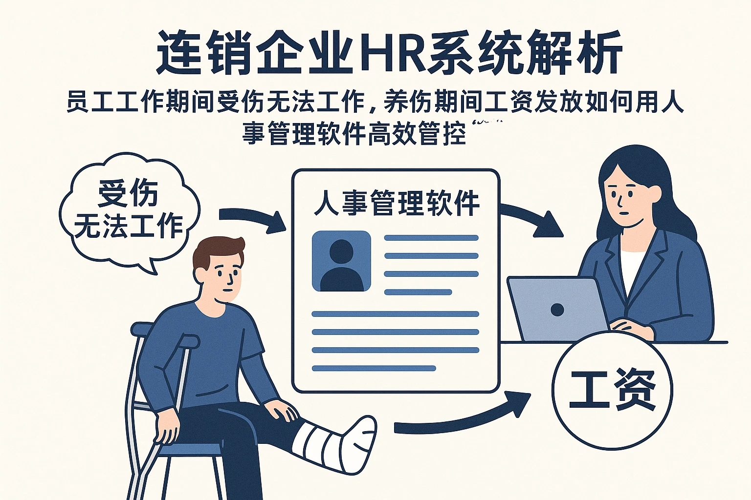 连锁企业HR系统解析：员工工作期间受伤无法工作，养伤期间工资发放如何用人事管理软件高效管控
