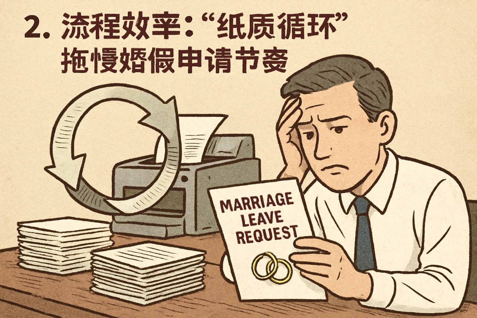 2. 流程效率：“纸质循环”拖慢婚假申请节奏