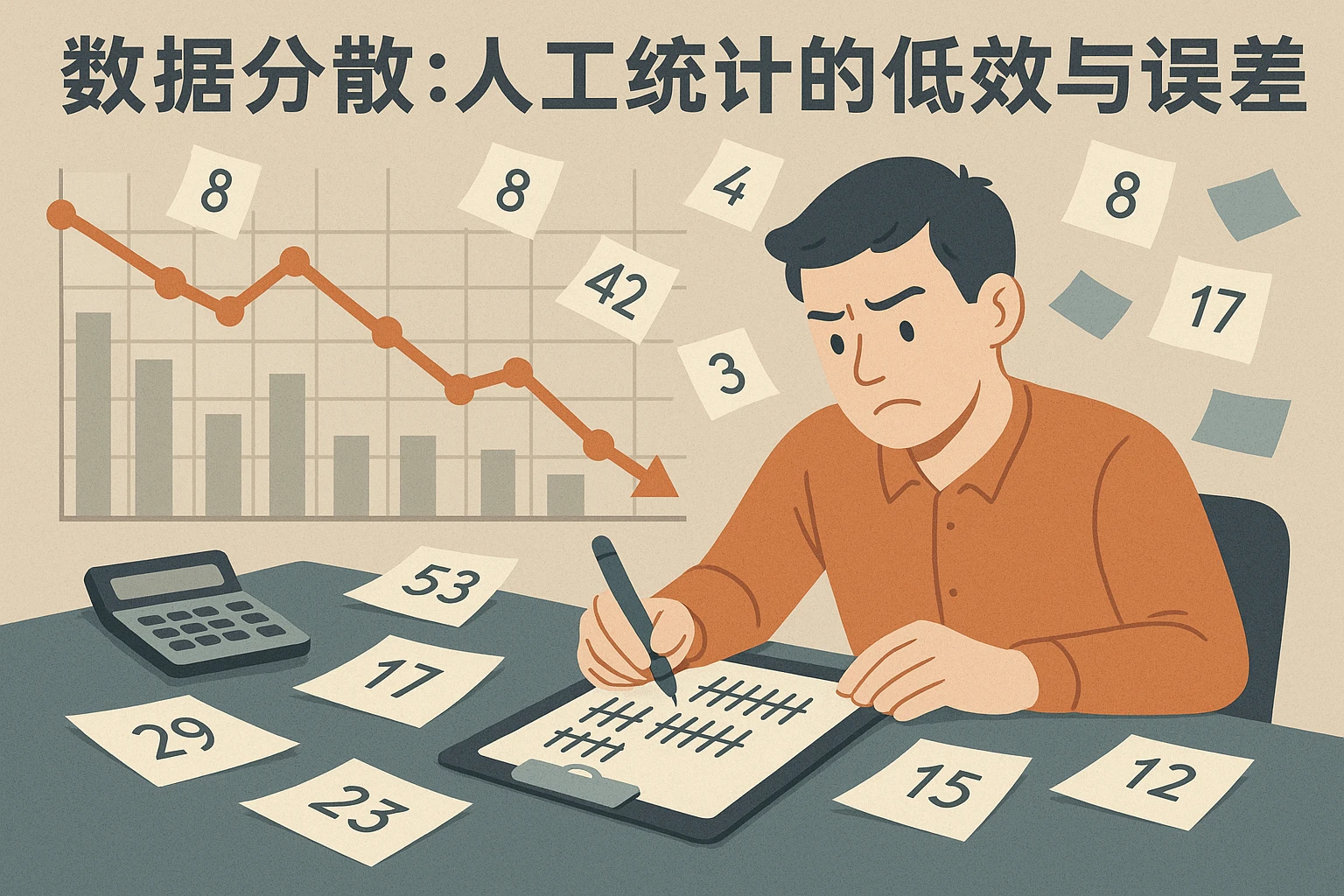 2. 数据分散：人工统计的低效与误差