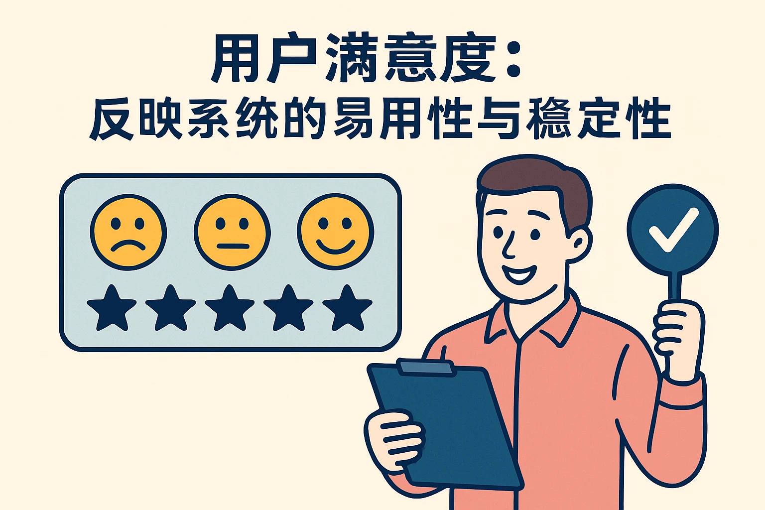 2. 用户满意度：反映系统的易用性与稳定性