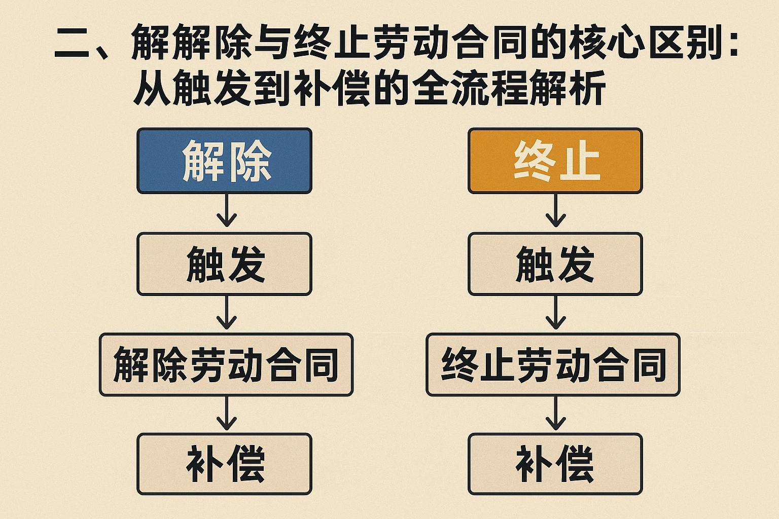 二、解除与终止劳动合同的核心区别：从触发到补偿的全流程解析