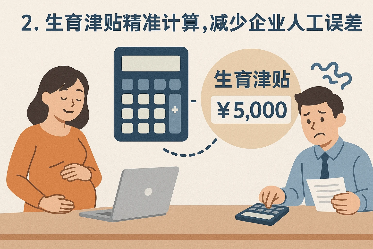 2. 生育津贴精准计算，减少企业人工误差