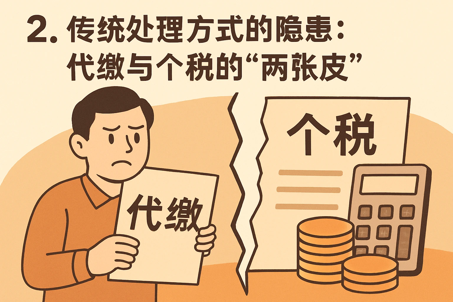 2. 传统处理方式的隐患：代缴与个税的“两张皮”