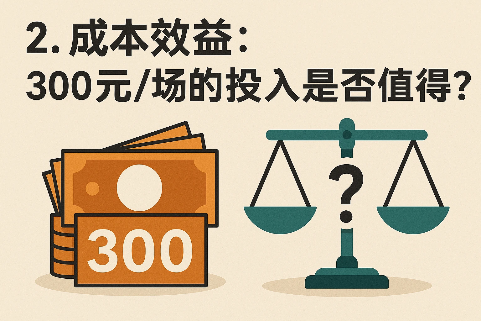 2. 成本效益：300元/场的投入是否值得？